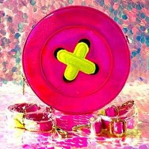 Pink Glitter Button Back pack purse